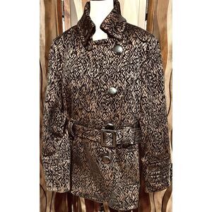 roz & ALI animal print/jacquard trench coat. Size XL.